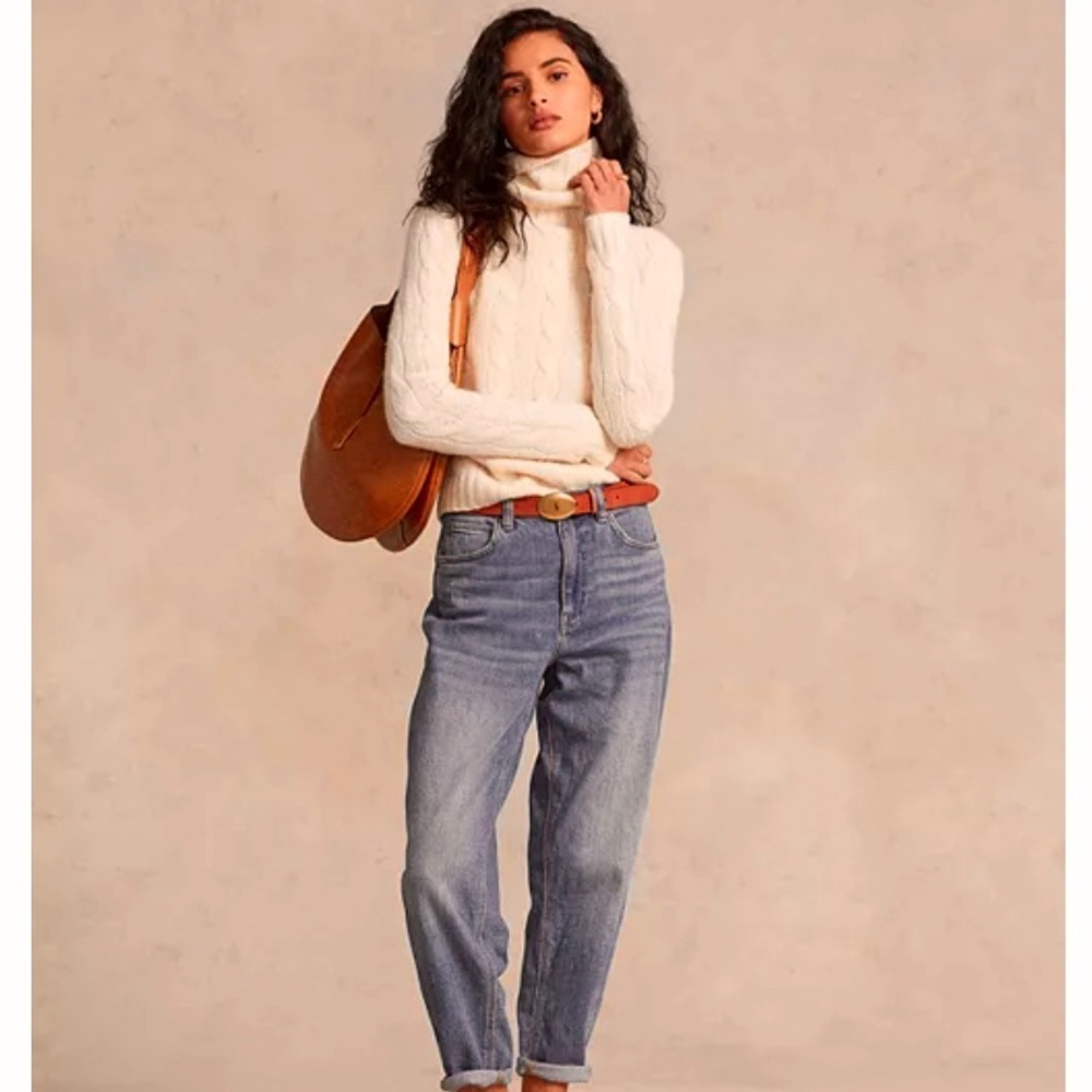 BOOMINGDALE'S Rabbit Hair Oversized Cable Knit Turtleneck Sweater, light pink